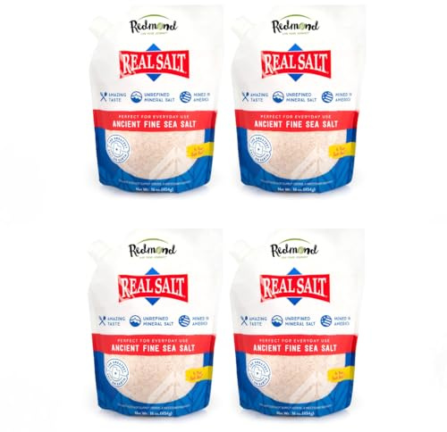 Redmond Real Salt - Ancient Fine Sea Salt, Unrefined Mineral Salt, 26 Ounce Pouch (4 Pack)