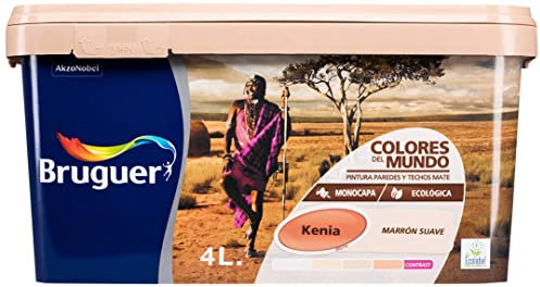 Bruguer Colores del Mundo Pintura para paredes monocapa Kenia Marrón Suave 4 L