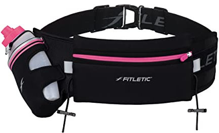 Fitletic HD12 Trinkgürtel Unisex Erwachsene, schwarz/rosa, 360 ml