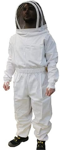 Förster-Fellnest | BEWÄHRTES MODELL Imkerschutz: Imkeroverall, Imkeranzug mit Fechtschleier | Englische Haube | Astronautenhut