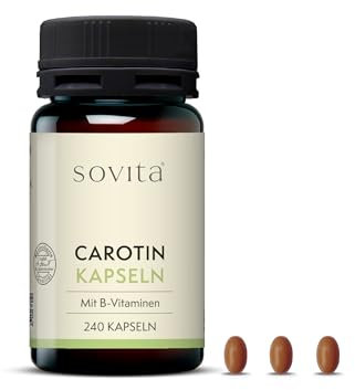 sovita Carotin Kapseln | mit Niacin und Vitamin B2 als Beitrag für den Erhalt normaler Haut | Nahrungsergänzungsmittel | 240 Kapseln
