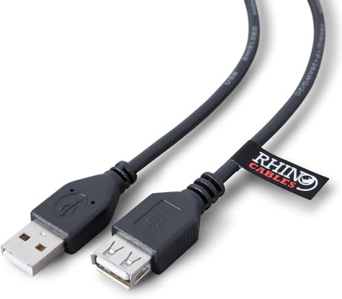 rhinocables USB 2.0 A-A Extension Cable | High-Speed Data Transfer (480mbps) | Hassle-Free, Reliable Connectivity with All USB A Devices - Printers, Cameras, Mice, Keyboards & More (50cm,Pack of 1)