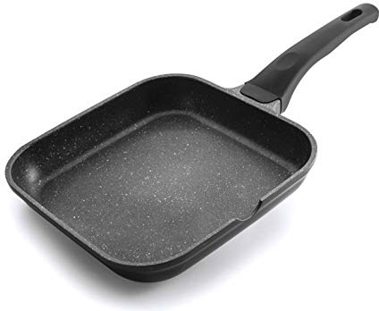 LACOR - 24123 - Asador Liso Eco Piedra 24 cm - Negro