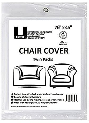 Uboxes (72x46) Chair Covers 2 MIL Heavy Duty Polyethylene to Protect Items from Dust Dirt and Spills, Clear, Set of 2