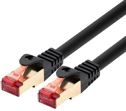 BIGtec LAN Kabel 10m Ethernet Kabel Netzwerkkabel Patchkabel vergoldete RJ45 Stecker doppelt geschirmt schwarz Gigabit für Netzwerk Switch Router DSL PC Computer Laptop Gaming