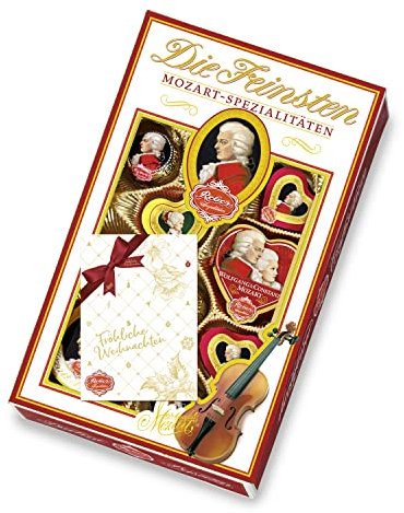 Reber Mozart Spezialitäten Die Feinsten, Weihnachts-Edition, Mozart-Kugeln, Constanze-Kugeln, Pastete, Mozart Herz'l, Ideales Weihnachtspräsent, 12er-Packung