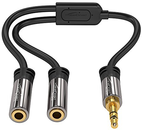 KabelDirekt – Adaptador Y de 3,5mm – 10cm