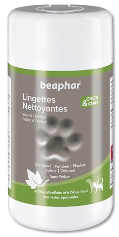 Beaphar – Lingettes nettoyantes Yeux, Oreilles, Pattes et Pelage pour Chien et Chat – Au Calendula aux vertus apaisantes – Facilite Le Nettoyage – Respecte l’épiderme de l’Animal – 100 lingettes