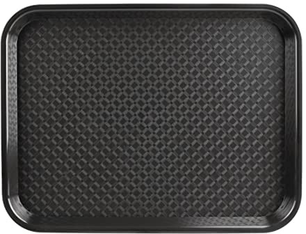 Olympia Kristallon Plastic Fast Food Tray, Black Medium, 415mm - Serving Tray for Restaurants, Buffets, Catering P501