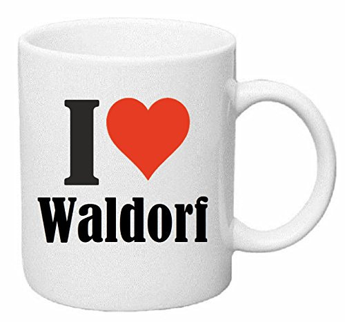 Reifen-Markt Kaffeetasse I Love Waldorf Keramik Höhe 9,5cm ? 8cm in Weiß