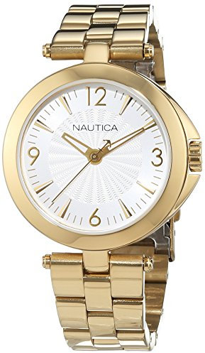 Nautica 0656086079654 - Reloj Analógico para Mujer, Color Nácar Oro