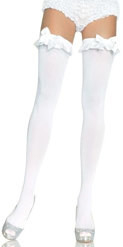 Leg Avenue 6010 - Blickdichte Halterlose Strümpfe, Einheitsgröße, weiß