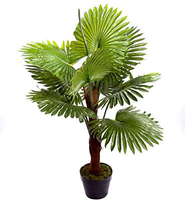 Best Artificial - Palmera de abanico artificial para exteriores o interiores de 90 cm, planta tropical para salón, oficina o jardín.