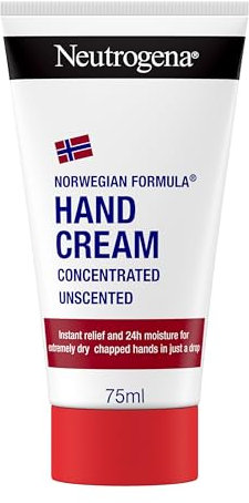 Neutrogena Formula Norvegese Crema Mani Concentrata Non Profumata, Crema mani riparatrice con Glicerina e Vitamina E, Crema mani secche e screpolate per sollievo e idratazione 24h, 75 ml