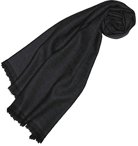 Lorenzo Cana Damen Schal in schwarz 100% Kaschmir flauschig leicht Kaschmirschal Kaschmirtuch Winterschal Naturfaser naturbelassen Fischgrat gemustert modischer Frauenschal 78316