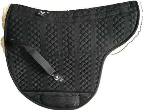 Engel Reitsport | SADEK-BLAP-M-SCH-MED | Lammfell Satteldecke | baumlos | Korrektur innen aufpolsterbar | Fell in Sattellage | Gr. M | Stoff schwarz Fell med./Natur