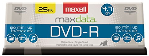 Maxell Dvd-R Recordable Disc, 4.7 Gb, 16x, Spindle, Gold, 25/pack