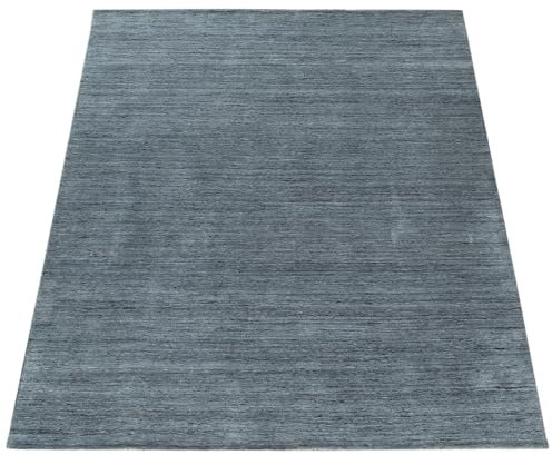 Paco Home Teppich Handgefertigt Hochwertig Baumwolle Viskose Elegant Meliert In Dunkelgrau, Grösse:80x150 cm