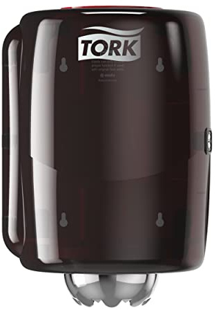 Tork 659008 Centrefeed Dispenser M2 / Paper Dispenser Suitable for M2 Paper Rolls Centrefeed System Big/Wipe Dispenser Wall Mounted/Performance Design Black-Red