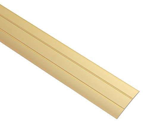Gedotec Seuil de Porte Barre Autocollant | 37 x 1000 mm | 1 Pièce Profil Transition Sol | Aluminium Or Laiton | Rail de transition pour tous les sols | Profilé de sol plat | Alu à coller
