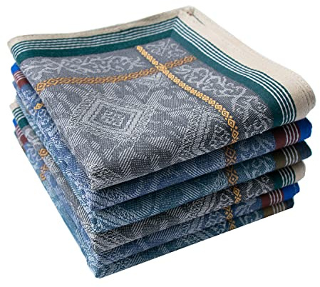 Mens Soft Cotton Handkerchiefs Old-fashioned Jacquard Pattern Assorted Pack 3PCS
