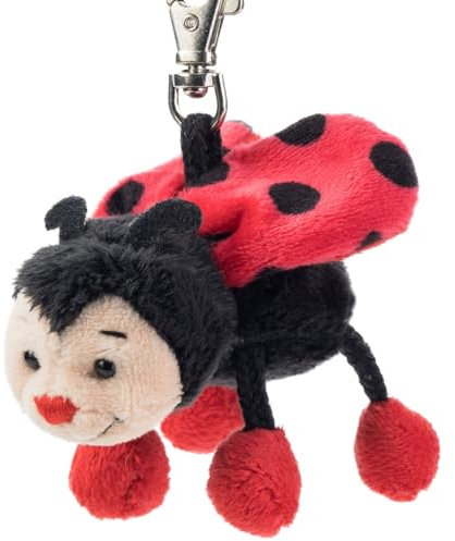 Schaffer 3161 Schlüsselanhänger Kuscheltier Marienkäfer Bolle, 10 cm, schwarz-rot