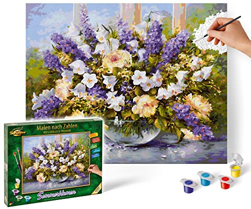 Schipper 609130717 måla efter siffror – sommarblommor – måla bilder för vuxna, inklusive borstar och akrylfärger, 40 x 50 cm