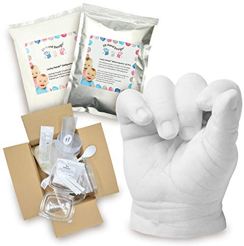 Lucky Hands® Gipsabdruck Baby Hand und Fuß | 36-teiliges Komplettset mit 7 verschiedenen Behältergrößen zum Abformen von Händen und Füßen (0-6 Monate, 4-6 Modelle)