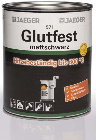 Jaeger Glutfest 571 mattschwarz 2,5l Einbrennlack Hitzefester Lack schwarz matt