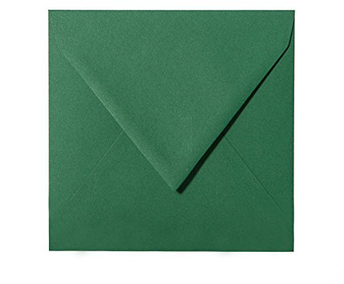 Paper24 25 Briefumschläge quadratisch 155x155 mm, 120 g/qm, Umschläge 155x155 mm in Dunkelgrün