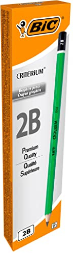 BIC Ecriture Criterium 550 Crayons à Papier - Mine Grasse Et Résistante - Couleur Grise, 2B, Boîte de 12