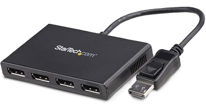 StarTech.com Répartiteur DisplayPort 1.2 à 4 ports, Adaptateur Multi-Moniteur DisplayPort vers 4x DP, Hub MST pour Ordinateur Quad 1080p 60Hz - Windows Uniquement, Pas de Pilote (MSTDP124DP)