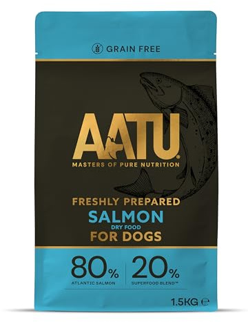 AATU 80/20 Complete Dry Dog Food, Salmon 1.5kg - Dry Food Alternative to Raw Feeding, High Protein. No Nasties, No Fillers. (Packaging may vary).