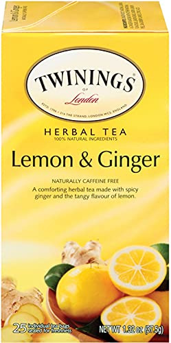 Twinings of London Lemon & Ginger Herbal Tea Bags, 25 Count