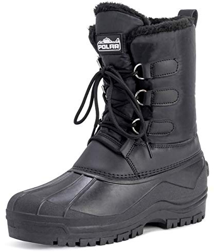 Polar Hommes Boue Lacer Court Nylon Hiver Neige Pluie Lacer Canard Bottes - BLK44 - AYC0141