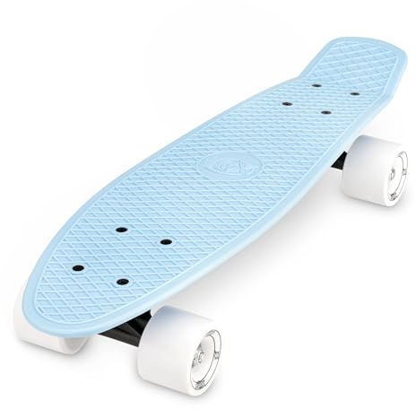 Xootz Kid's Retro Plastic Complete Cruiser Skateboard - Blue/Blue, 22-Inch