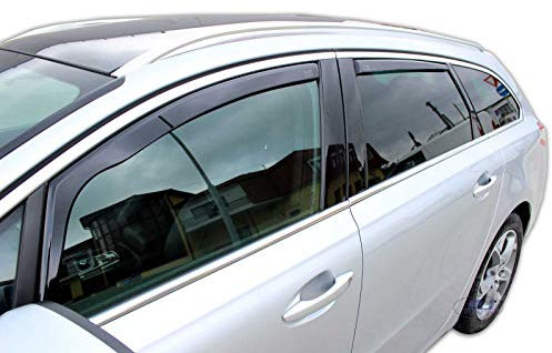J&J AUTOMOTIVE | Windabweiser Passend Für 508 SW Kombi 2011-2018, Heko Regenabweiser, Getönt, Set 4-Teilig, Vorne und Hinten, Aerodynamisch