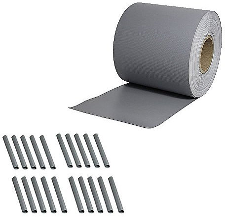 Film pare-vue 35 m en PVC occultant pour clôture en panneau rigide double – Gris clair