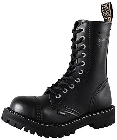 Steels 10 Loch Boots Schwarz, Grösse 44