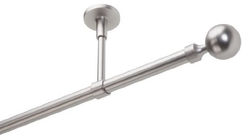 DécoProfi Gardinenstangen Chrom Matt 1-läufig Ø 16 mm L: 140 cm I Kugel (Ø 50 mm) Gardinen/Vorhangstange im Set I Inklusive Träger, Befestigung und Endstücke I Decken- oder Wandbefestigung