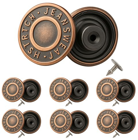 Trimming Shop Cuivre Bronzes 17mm Métal Jeans Boutons Punaise Attaches avec Dos Broche pour Vêtements Réparation,Demins,Vestes - Cuivre Bronze, 10