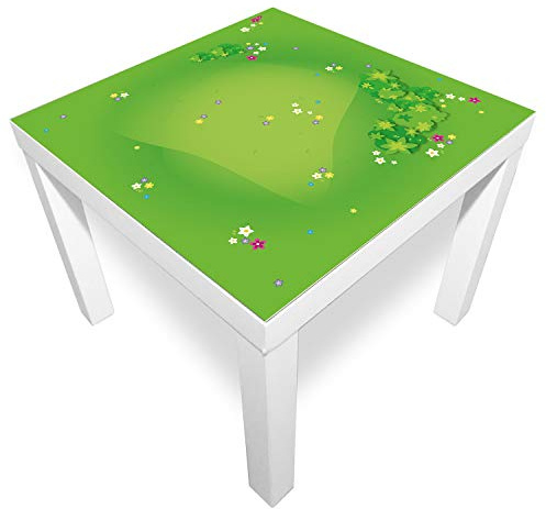 playmatt Spielmatte - Grüne Graslandschaft mit Blumen | rutschfest | 55x55cm | waschbar