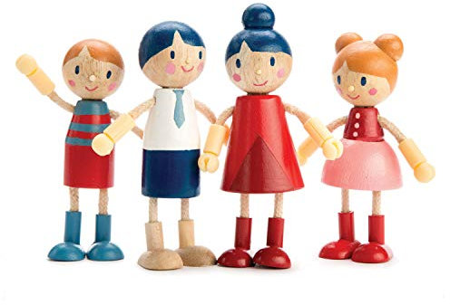 Tender Leaf Toys Doll Familie (Holzspielzeug, Material Holz, Kinderspielzeug, fördert die Feinmotorik, Bunt) 7508142