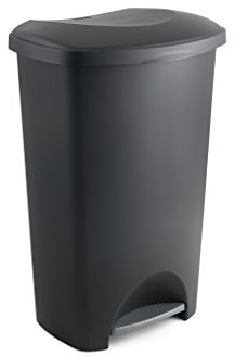 Addis Eco Made from 100% Plastic Family Kitchen Pedal Bin, 50 Litre, All Black Recycled