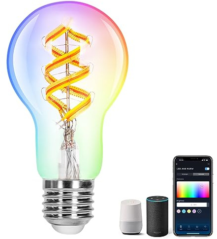 Aigostar Smarte Glühbirne E27，Alexa Lampe RGBW 4.9W 420LM, Smart Bulb A60 2700K, Smart Glühbirne Kompatibel mit Alexa und Google Home, Warmes Licht, 1 Stück