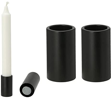 Novaliv 2er-Set Kerzenständer magnetisch Stabkerzen Tafelkerzen SCHWARZ 2,8x5cm weihnachtliche Tischdekoration scandic chic Weihnachten Adventskranzkerzenhalter Candle Holder Kerzeneinsatz