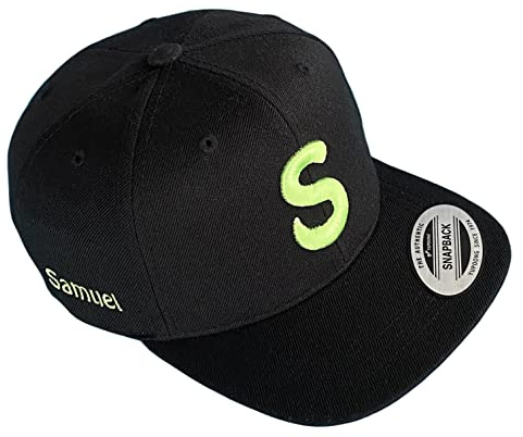 Schnoschi Barnkeps med 3D-bokstäver och namn broderad barnkeps, snapback 45–54 cm omkrets, svart, One size