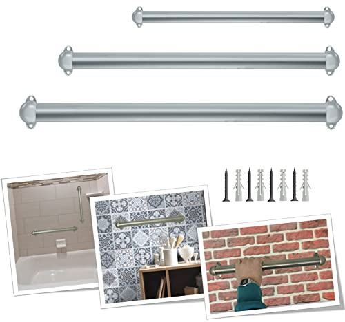Parpyon® Corrimano a muro maniglia appoggio passamano in Alluminio a parete Scale, Bagno, Doccia, Cucina, maniglione bagno - porta asciugamani 100% prodotto Italiano (100cm, Cromato)