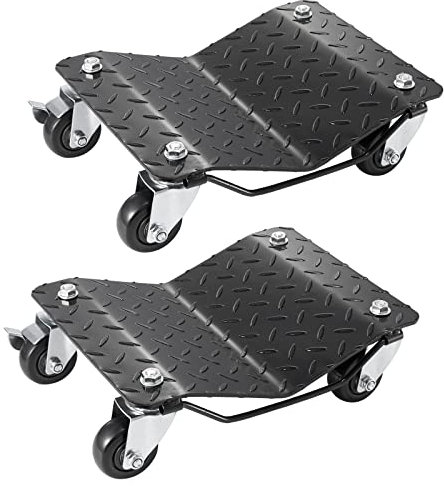 VEVOR Chariot de Manutention de Voiture 2PCs Charge 1,4 T au Total Chariot Déplace Voiture Plate-Forme 38,5x30 cm Roue Verrouillable Aide à la Manœuvre Positionnement pour Véhicule Meuble Équipement