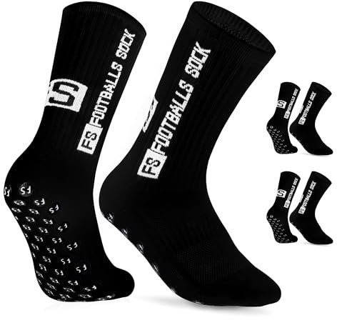 AVABEST Fussball Socken 2 Paar Grip Socken Fussball 35-39 für Damen Kinder und Teenager Fußballsocken Rutschfeste Sportsocken für Basketball Laufen Radfahren Tennis, Schwarz